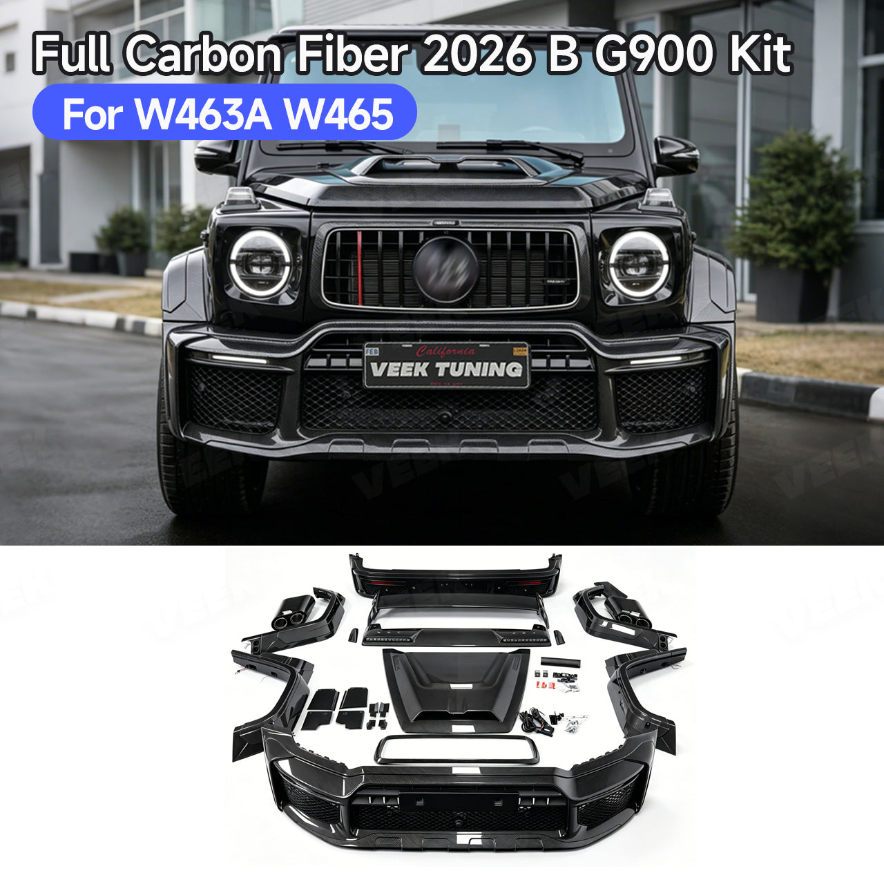 2025 Luxury Full Carbon Fiber W465 G900‑Style Exterior Kit for W463A/W465 G350d/G400d/G450d/G500/G550/G63 2019–2025 G-Class