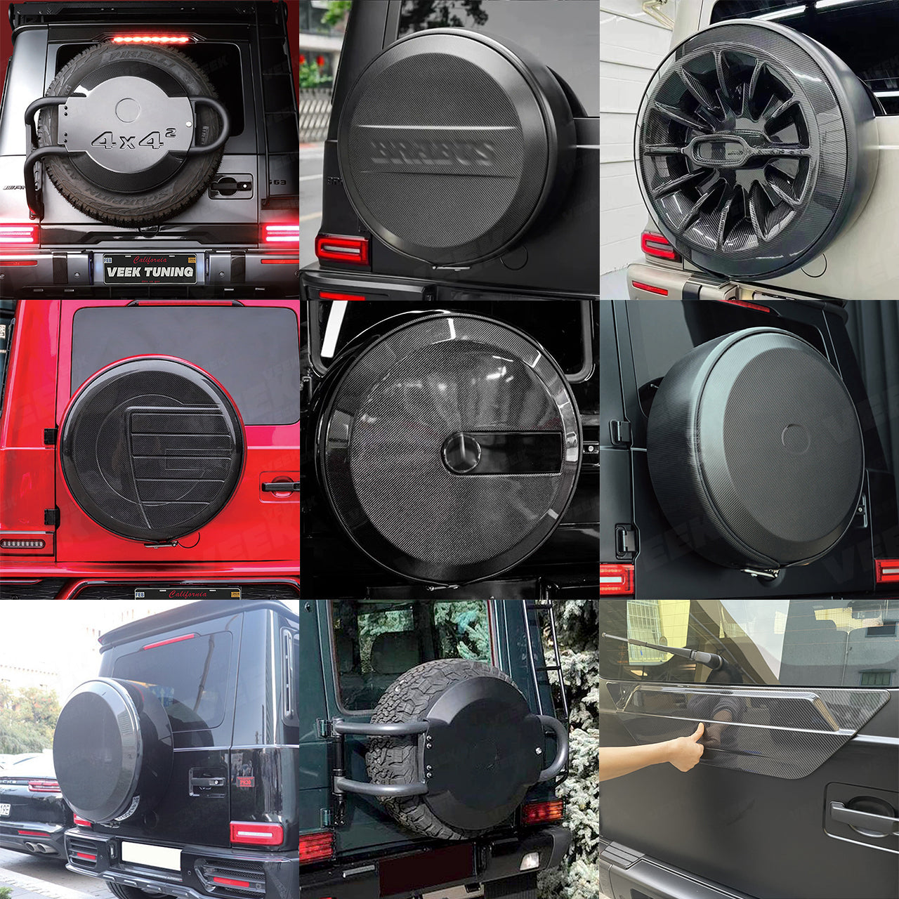 Carbon Fiber Tire Cover for G Wagon 2019–2024 W463A G63/Brabus/G800/G900/4X4 Style