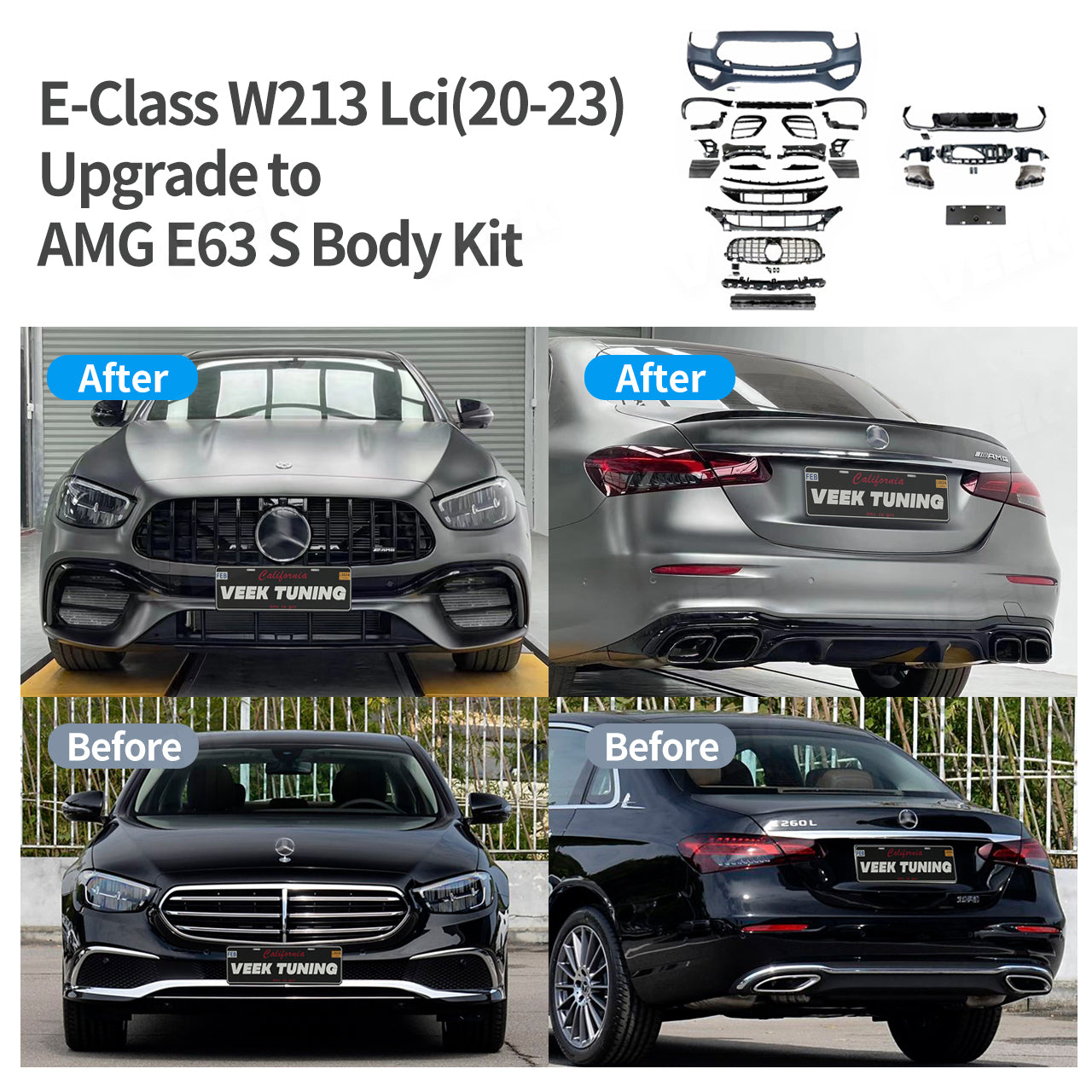 Mercedes Benz E-Class W213 LCI (2020-2023) Upgrade to AMG E63 S Style Narrow Version Body Kit