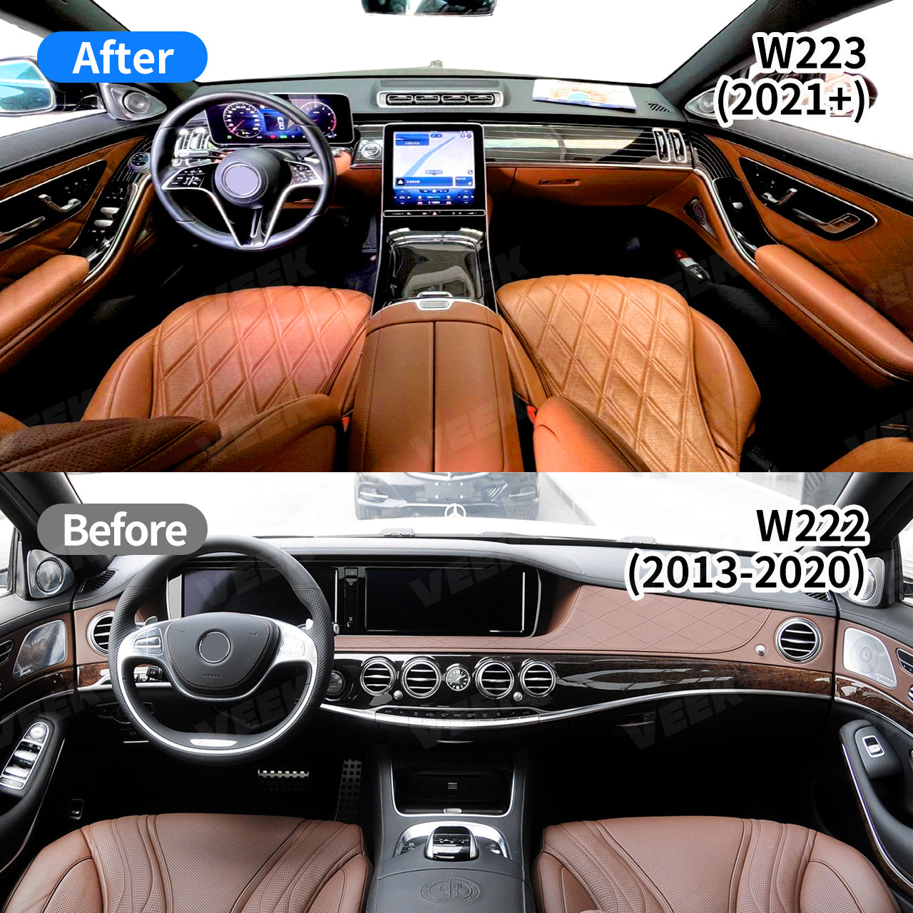 Mercedes-Benz S Class 2013 -2020 W222 Interior Upgrade Old to New 2021+ W223 Interior Kit