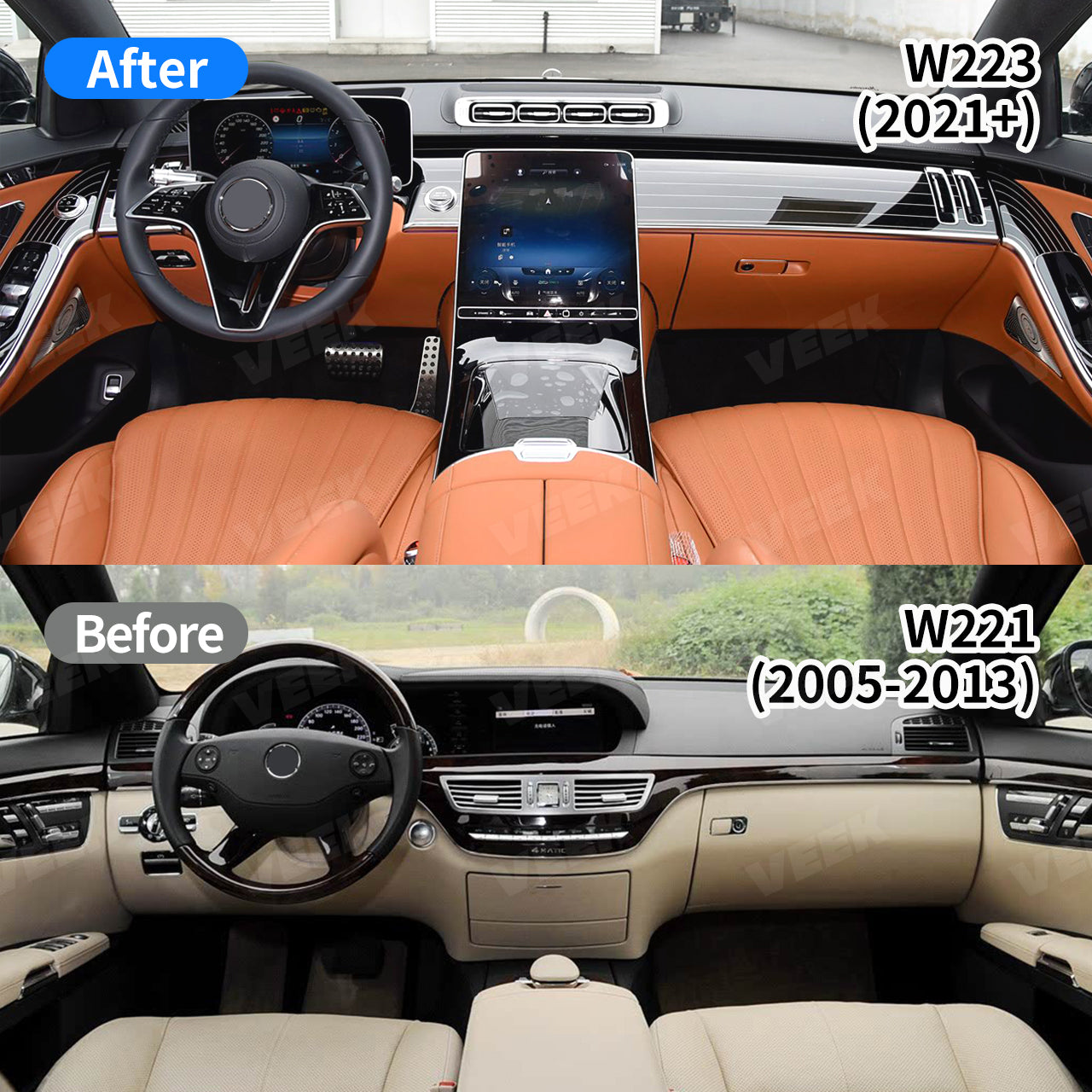 Mercedes-Benz S Class W221(2005 -2013)Interior Upgrade Old to NewW223( 2021+ ) Interior Kit