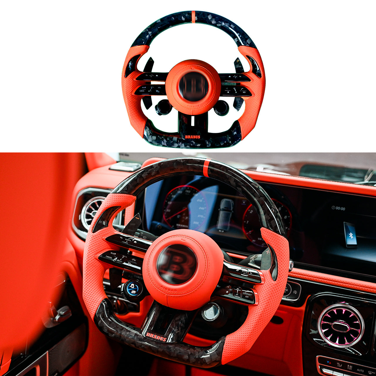 Mercedes-Benz G Wagon W463 2003-2018 upgrade to W463A/465 2019-2025 Foged Carbon Fiber AMG/Brabus Performance steering wheel/with AMG Drive Unit
