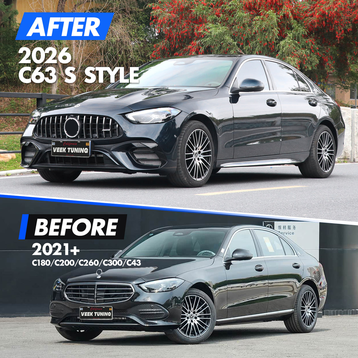 2022+ Mercedes Benz C Class W206 Sedan Upgrade to 2026 C63 S Style Exterior Body Kit