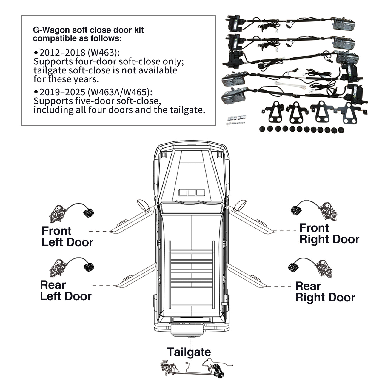 Soft Close Kit for 2012-2025 Mercedes  G Wagon W463/W463A/W465  G500 G63