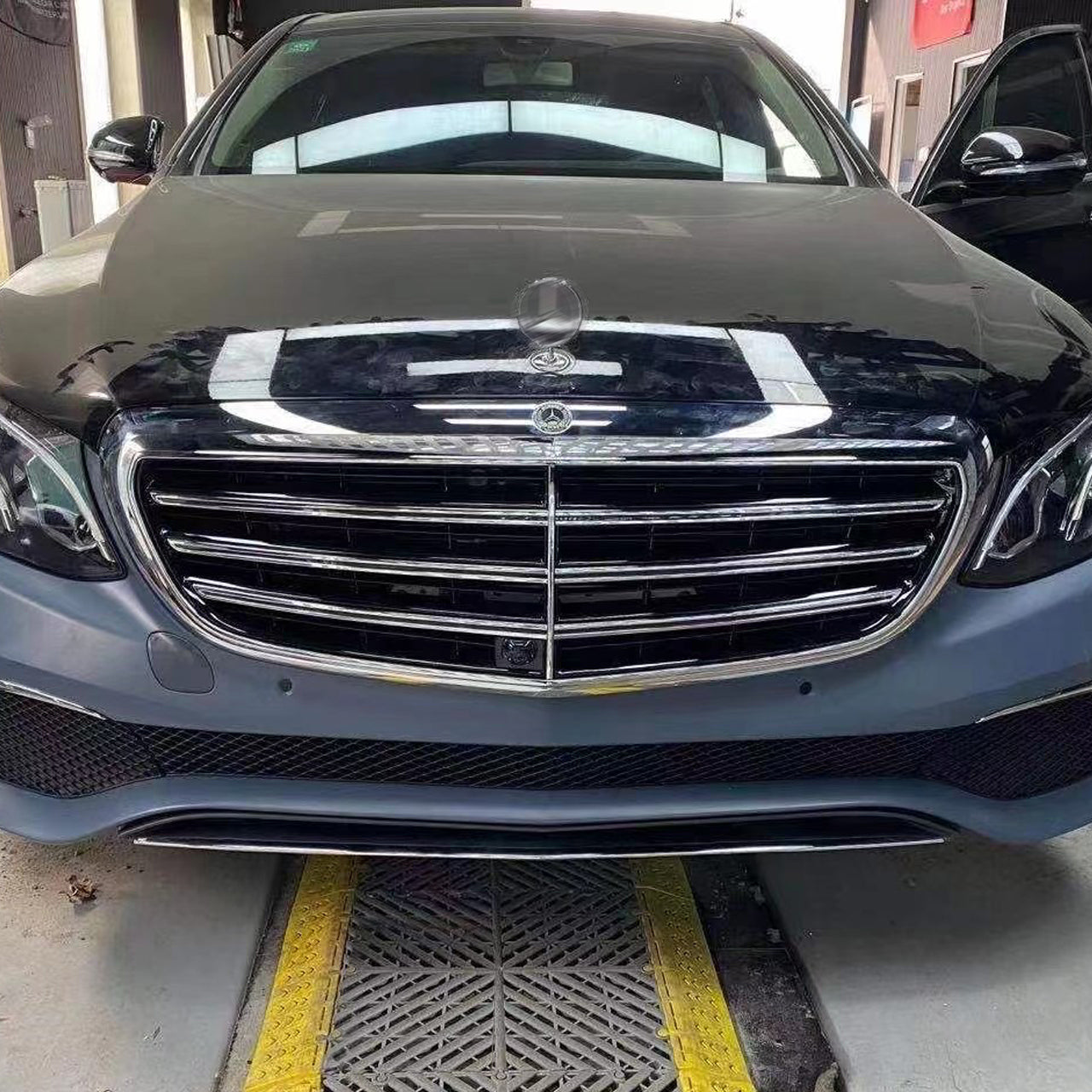 Front Bumper & Grille with Hood Emblem for Mercedes E Class W213 2017-2020 Sedan