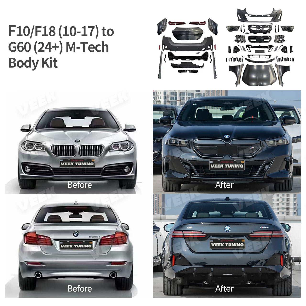 BMW 2010-2017 5 Series F10/18 Upgrade to 21+ G30 Lci M-Tech/M5 CS/24+G60 M-Tech Body Kit