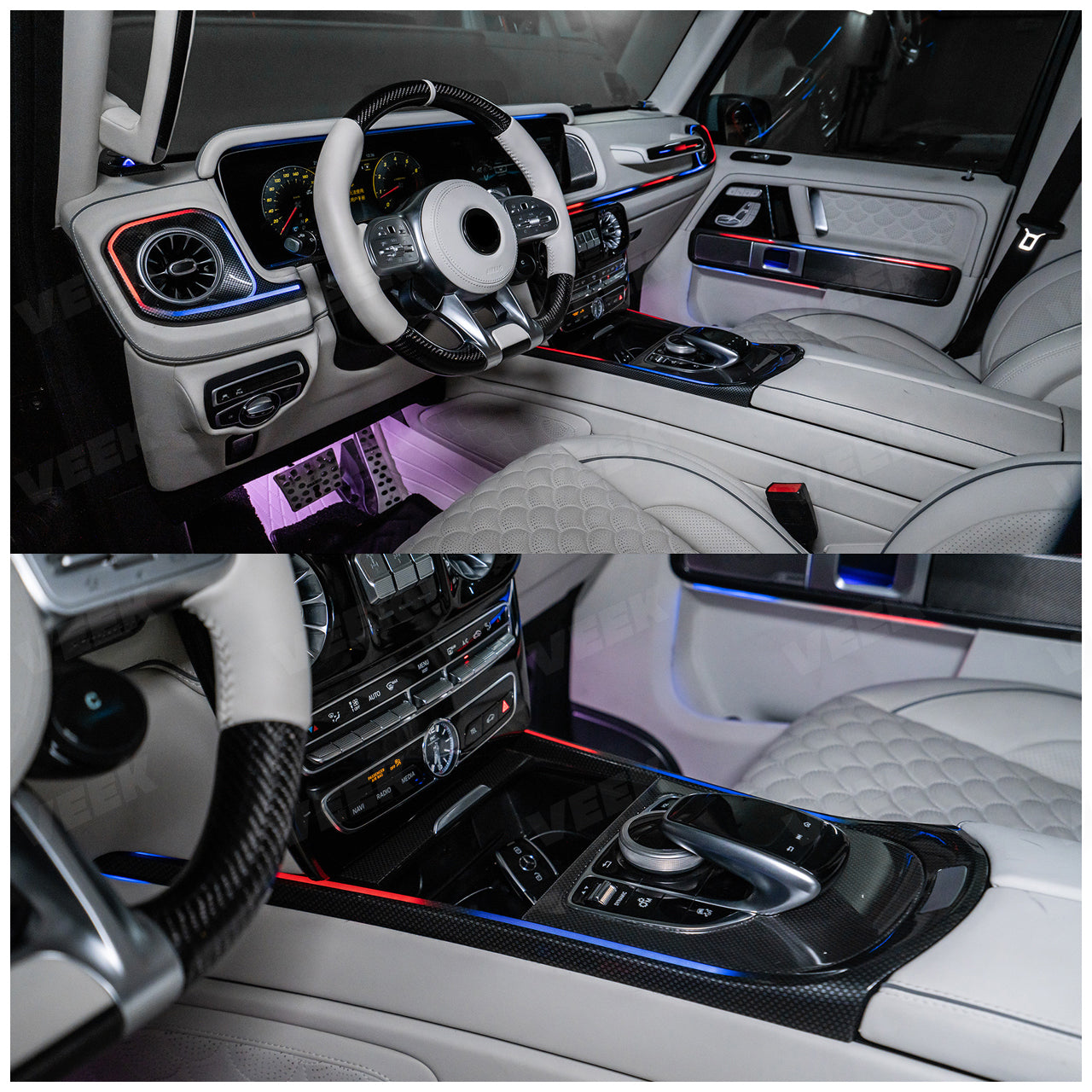 G-Wagon W463A W465 Interior Ambient Lighting 8-Piece Kit for Mercedes 2019–2025