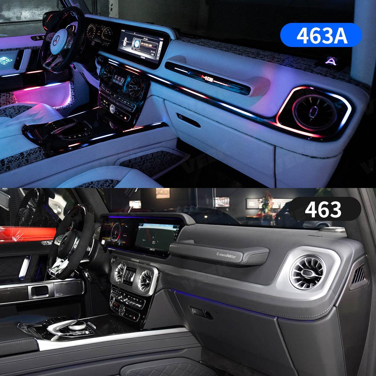 G-Wagon W463A W465 Interior Ambient Lighting 8-Piece Kit for Mercedes 2019–2025