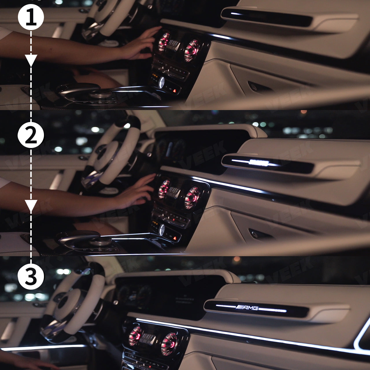 G-Wagon W463A W465 Interior Ambient Lighting 8-Piece Kit for Mercedes 2019–2025