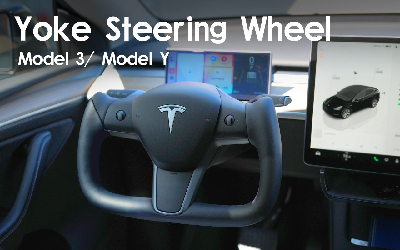 Model 3 / Model Y - Yoke stijl Carbon Fiber Stuurwiel (geen warmte functie Model 3 / Model Y - Yoke stijl Carbon Fiber Stuurwiel (geen warmte functie