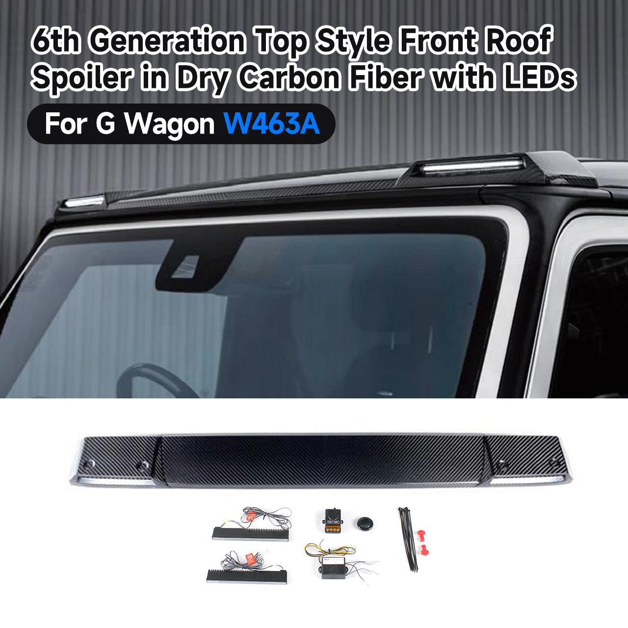 BRA/4x4/6x6 Carbon Fiber Front Roof Spoiler with LED for 2019-2024 G-Class W463A