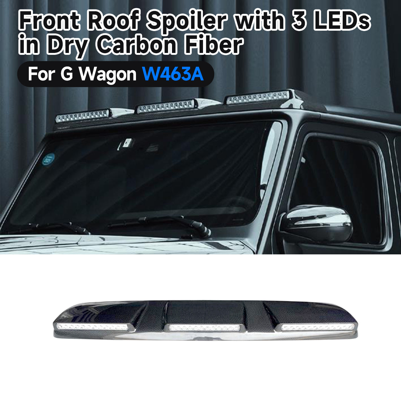 BRA/4x4/6x6 Carbon Fiber Front Roof Spoiler with LED for 2019-2024 G-Class W463A