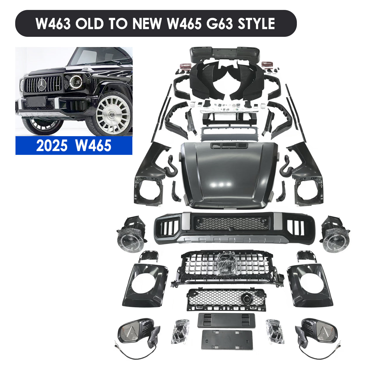 Exterior Upgrade to W463A/2025 465 G63/G800/G900 Style Body Kit For W463/463A 2003–2024 G Wagon