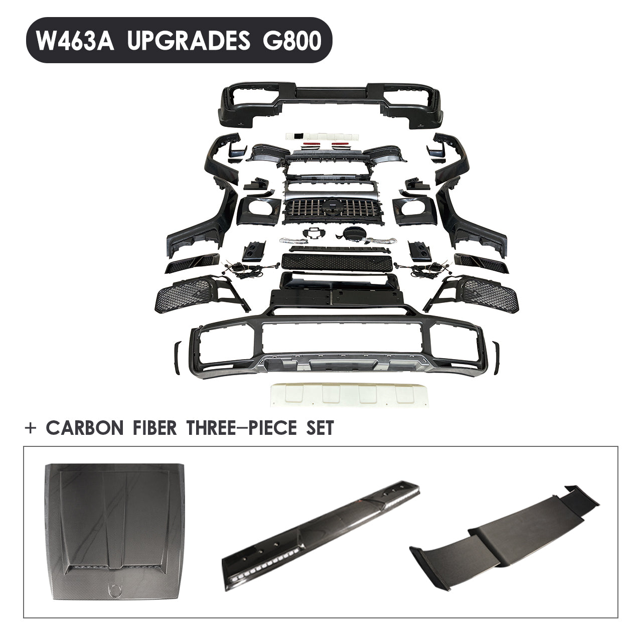 Mercedes-Benz W463/463A 2003–2024 G-Wagon Exterior Upgrade to W463A 2024 G63/Brabus/G800/G900 Style Body Kit
