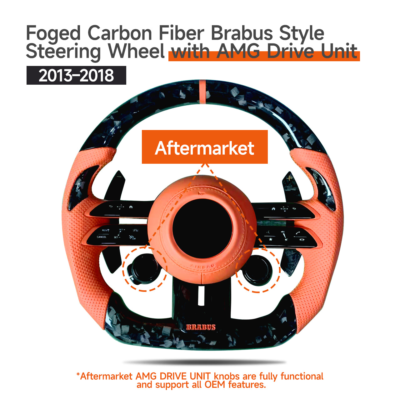 Mercedes-Benz G Wagon W463 2003-2018 upgrade to W463A/465 2019-2025 Foged Carbon Fiber AMG/Brabus Performance steering wheel/with AMG Drive Unit