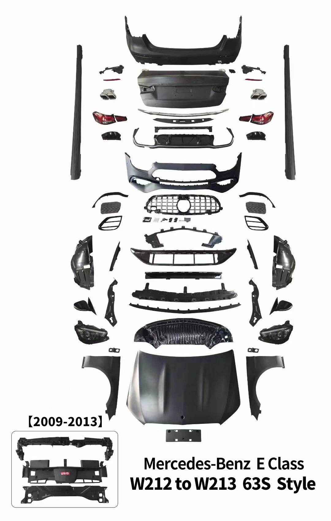 Old to New W213 E63S Style Body Kit for Mercedes E-Class W212