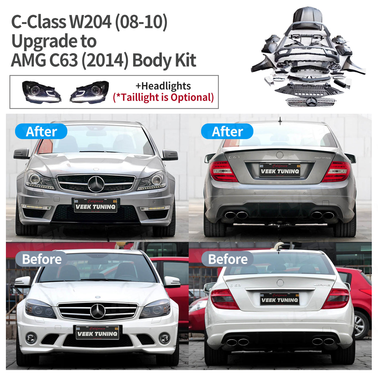 Mercedes C-Class W204 (2008-2014) Upgrade to AMG C63 (2014) Style Conversion Kit