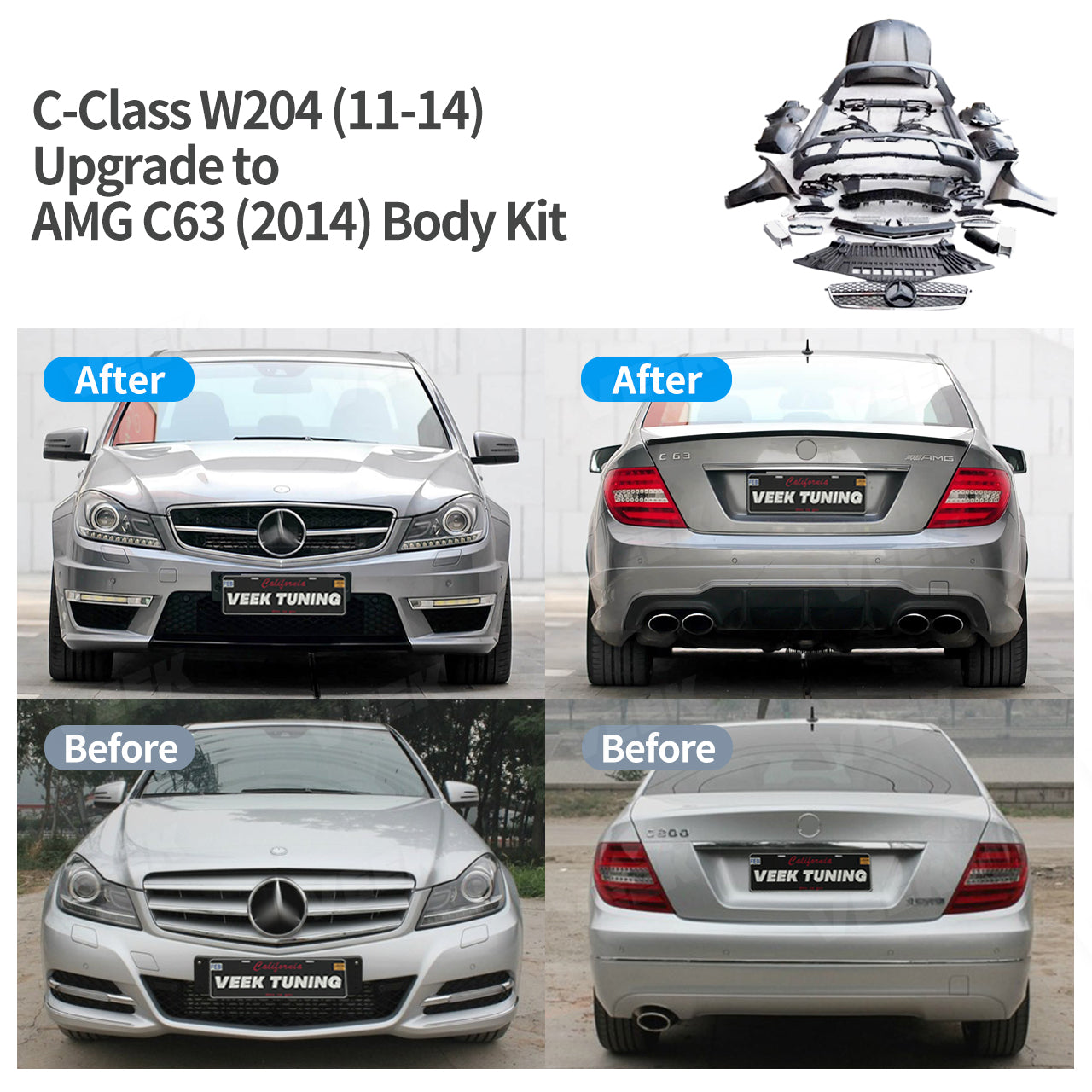 Mercedes C-Class W204 (2008-2014) Upgrade to AMG C63 (2014) Style Conversion Kit