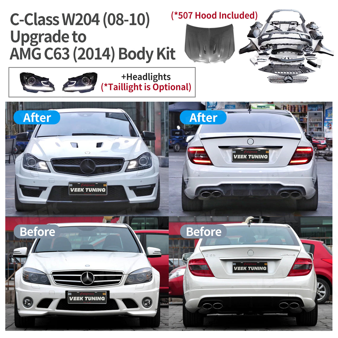 Mercedes C-Class W204 (2008-2014) Upgrade to AMG C63 (2014) Style Conversion Kit