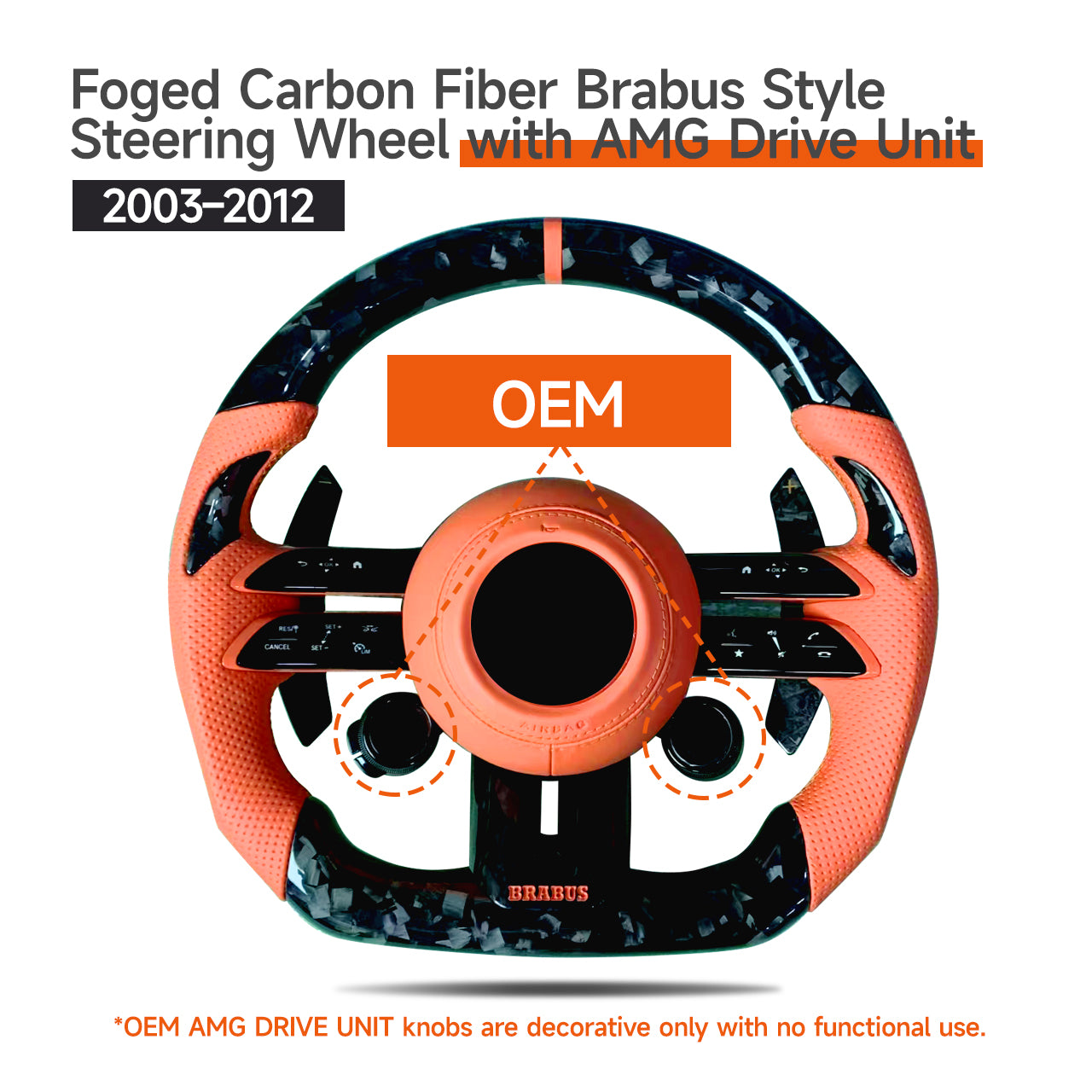 Mercedes-Benz G Wagon W463 2003-2018 upgrade to W463A/465 2019-2025 Foged Carbon Fiber AMG/Brabus Performance steering wheel/with AMG Drive Unit
