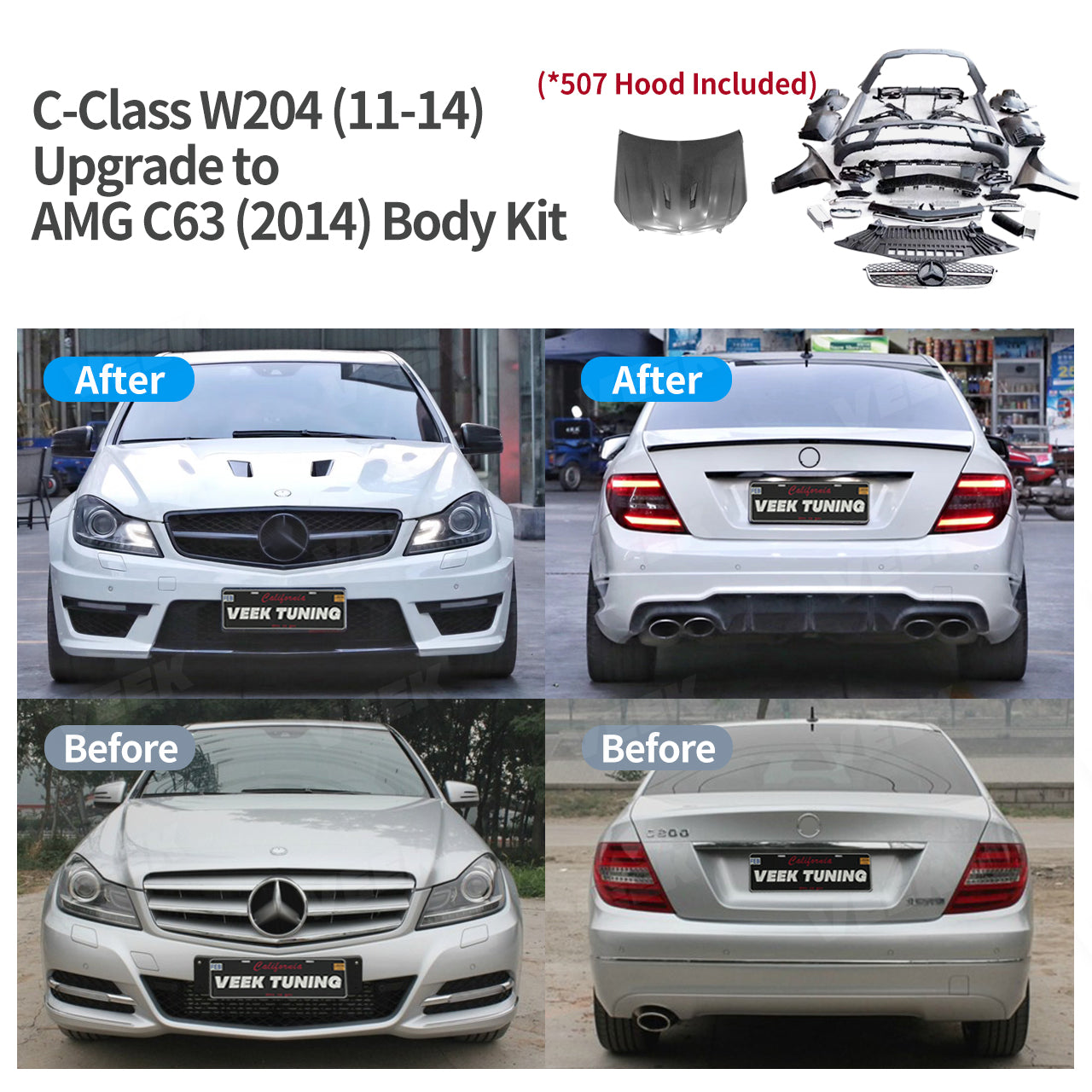 Mercedes C-Class W204 (2008-2014) Upgrade to AMG C63 (2014) Style Conversion Kit