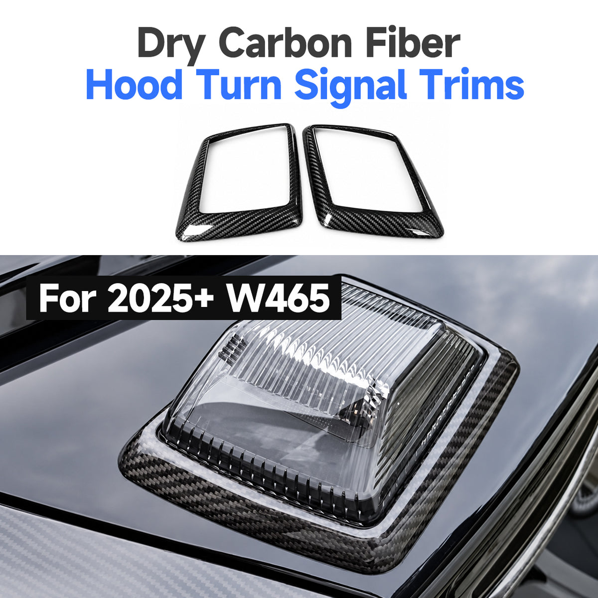 2025+ W465 G-Class Dry Carbon Fiber Hood Turn Signal Trims