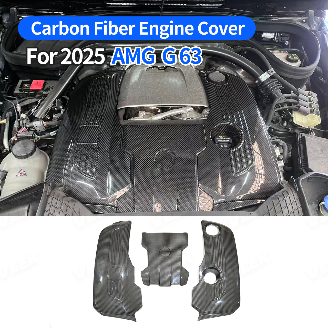 For 2025 W465 Mercedes G Wagon G63 Style Carbon Fiber Engine Cover