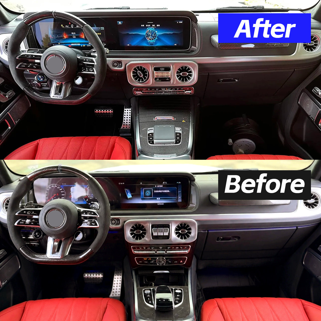 Mercedes W463A G-Class Upgrade to W465 Interior Kit – 24.6" Screen, AC Panel & Touchpad Full Set