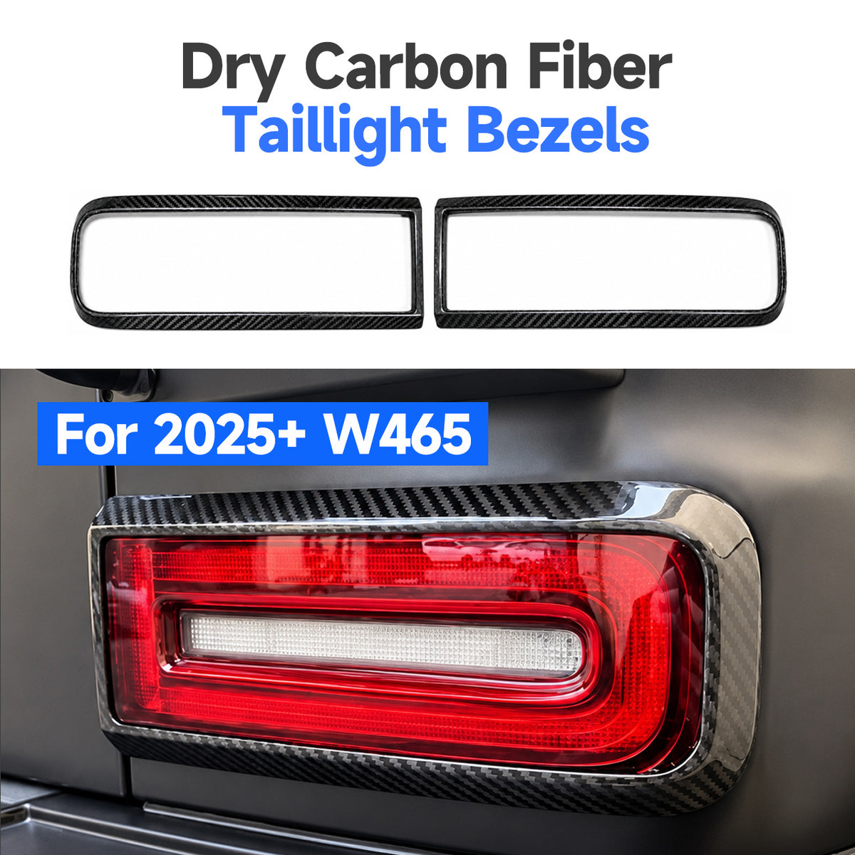 W465 Dry Carbon Fiber Taillight Bezels for 2025+ Mercedes-Benz G-Class