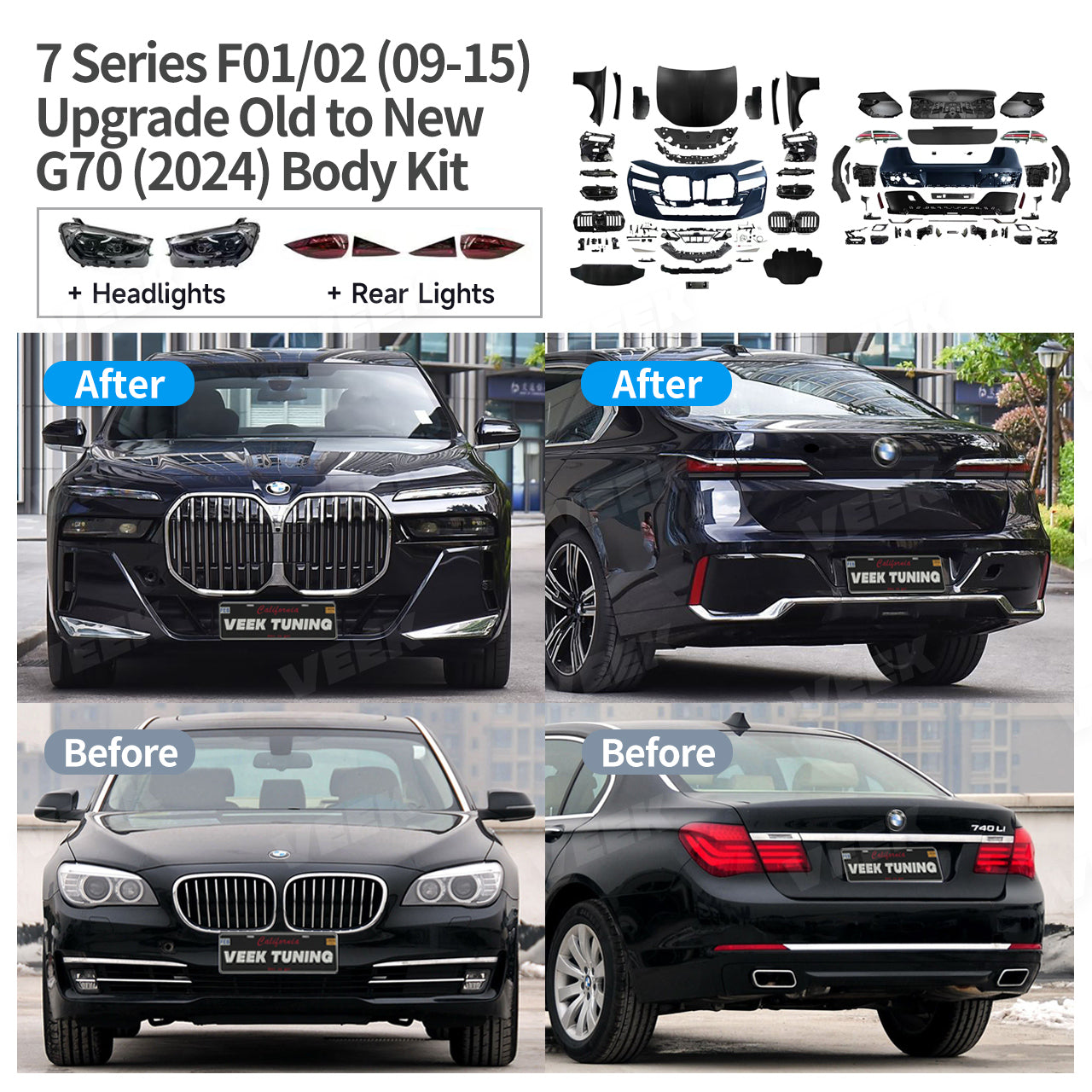 BMW 7 Series F01/F02 (2009-2015) Upgrade Old to New G70 (2024) M Sport Body Kit