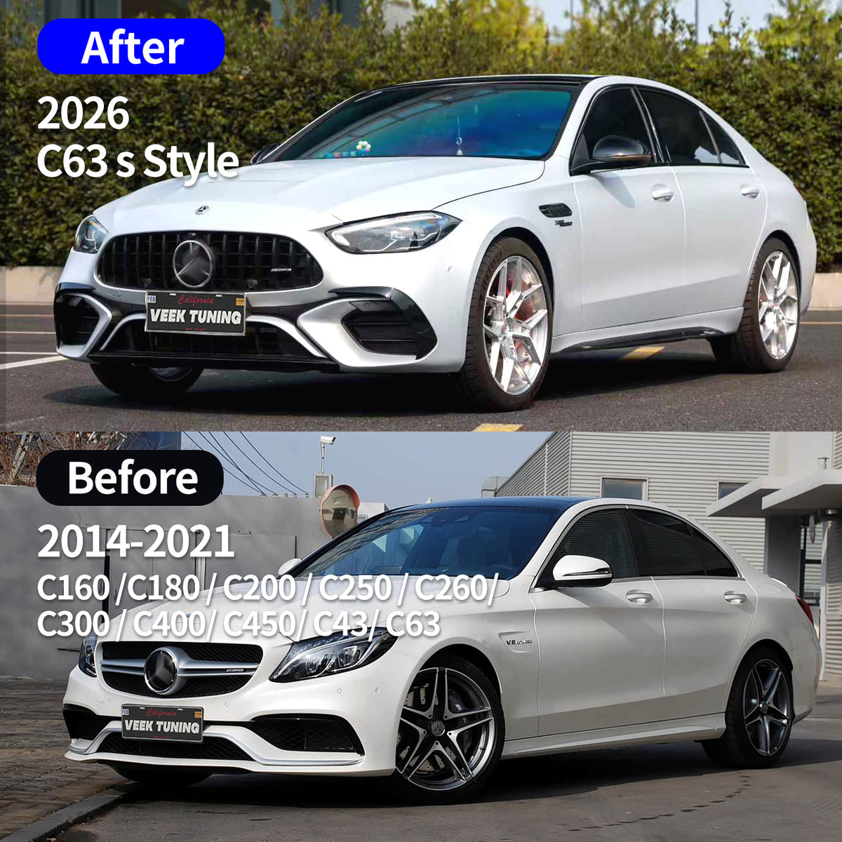 2014–2021 Mercedes-Benz C-Class W205 to 2026 W206 AMG C63 S Style Exterior Body Kit