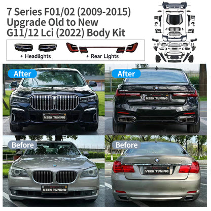 BMW 7 Series F01/F02 (2009-2015) Upgrade Old to New G11/12 Lci (2022) M Sport Body Kit (No cutting required)