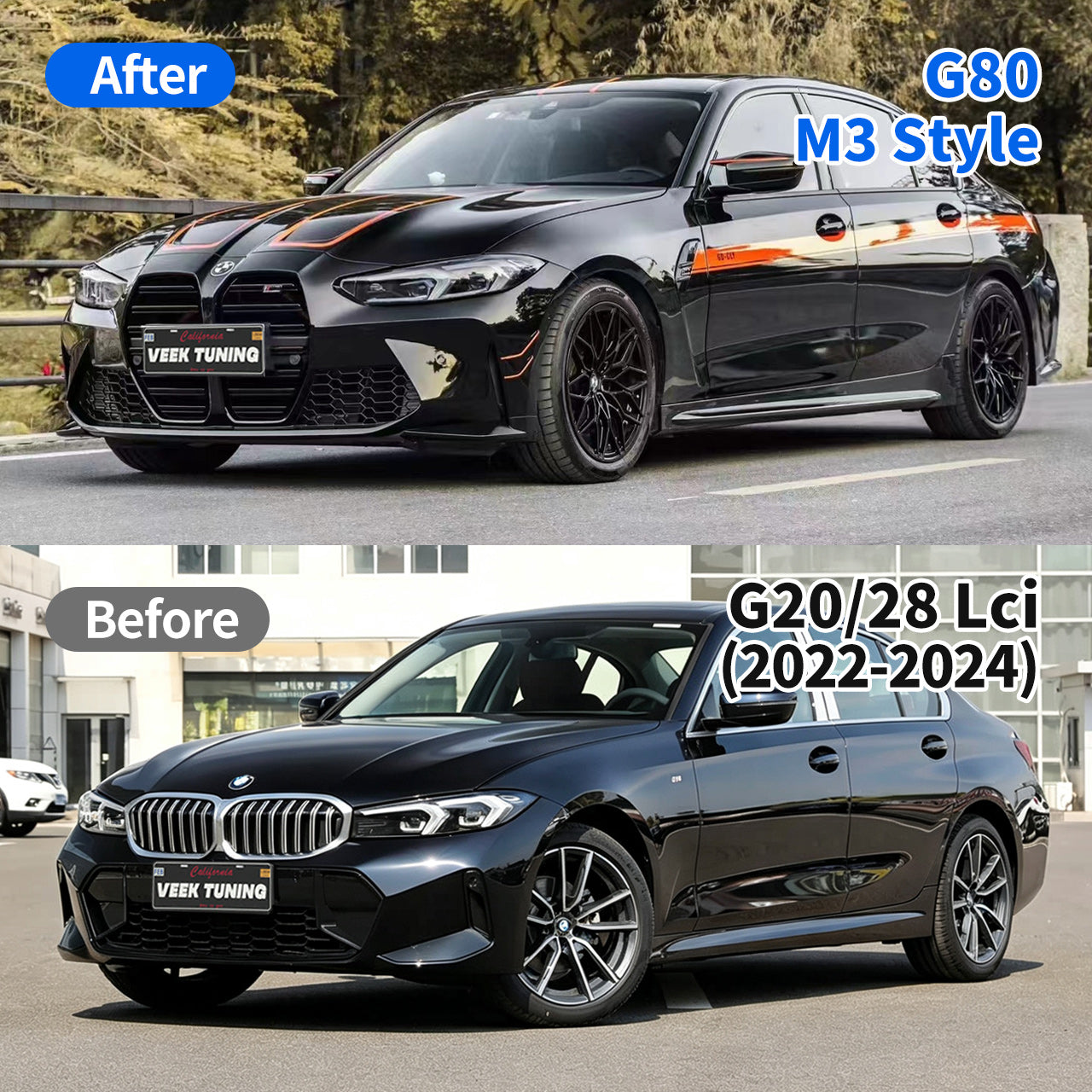 G80 M3 Style Wide Body Conversion Kit Front Rear Bumper Hood Fender Upgrade for BMW G20 G28 LCI 2022-2024