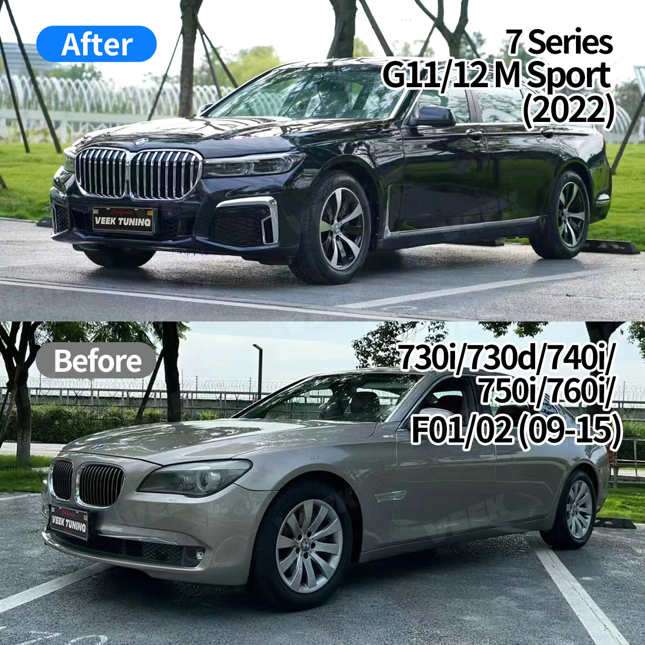 BMW 7 Series F01/F02 (2009-2015) Upgrade Old to New G11/12 Lci (2022) M Sport Body Kit (No cutting required)