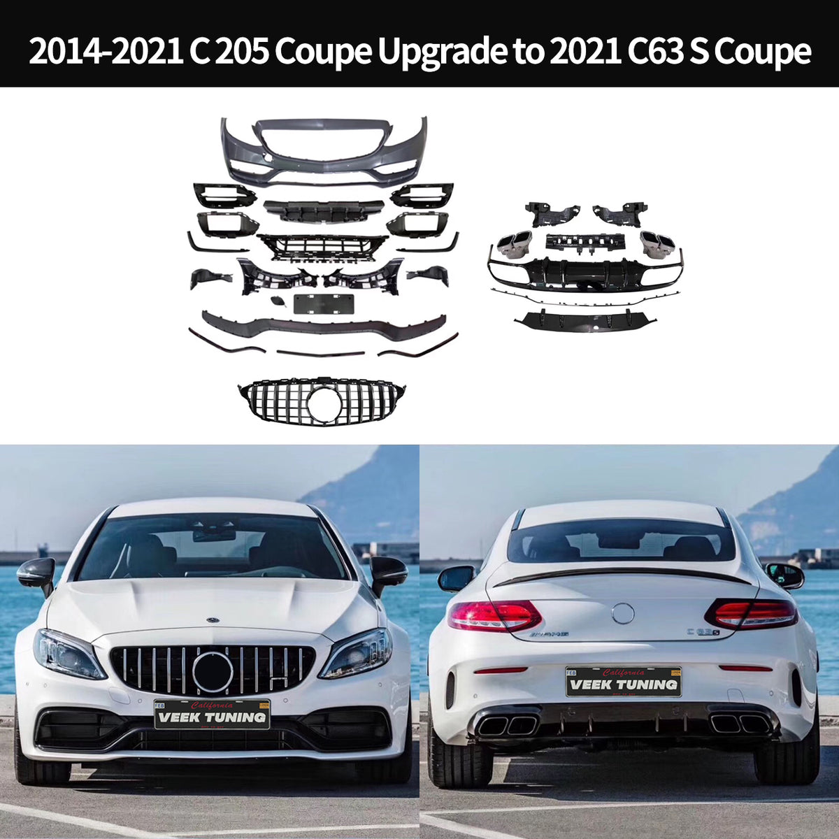 2016–2022 Mercedes-Benz C205 Coupe Upgrade to 2021 C63 S AMG Coupe Exterior Body Kit
