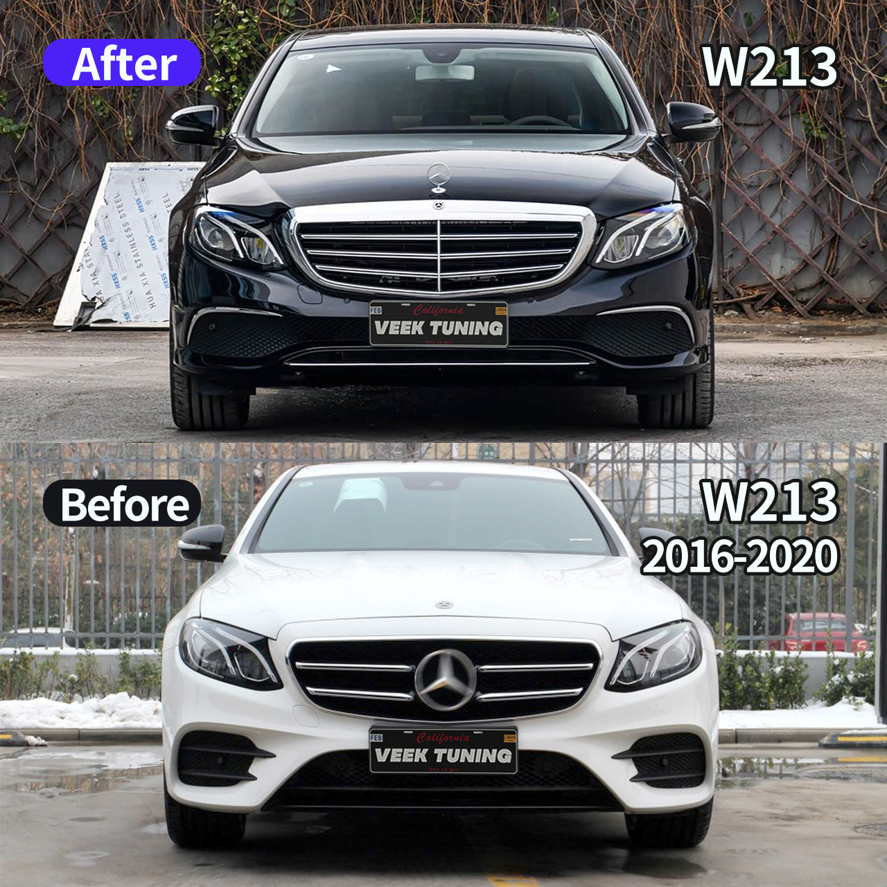 Front Bumper & Grille with Hood Emblem for Mercedes E Class W213 2017-2020 Sedan