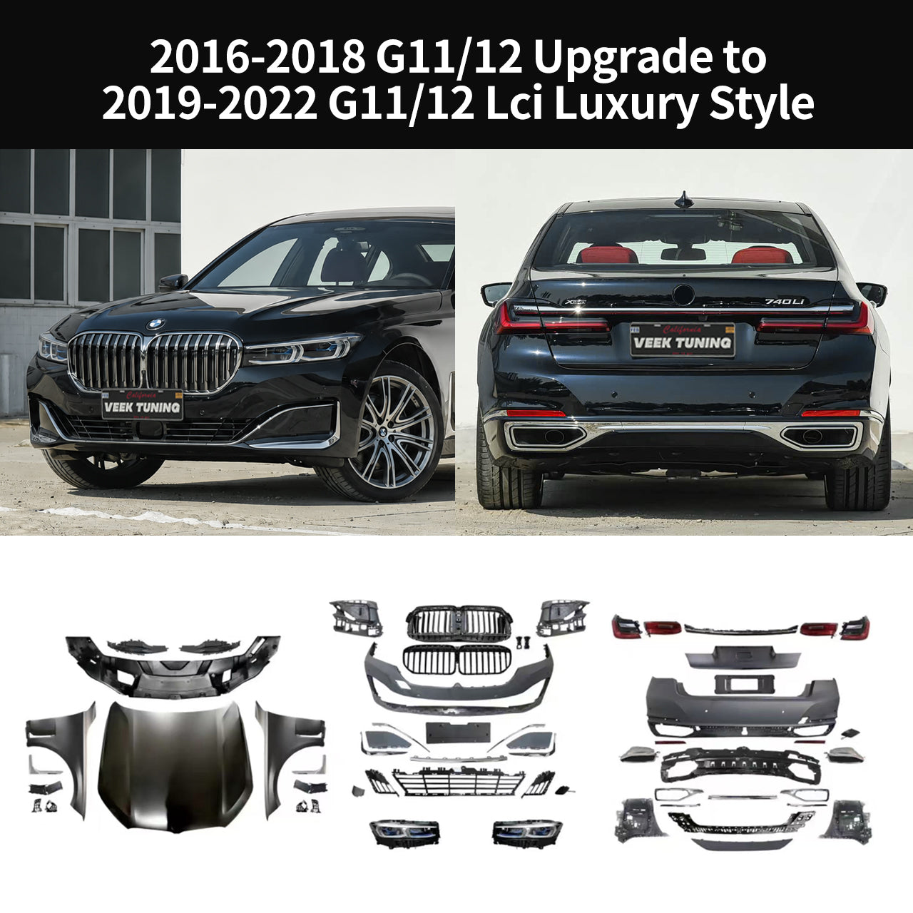 BMW 7 Series G11/G12 2016–2018 Upgrade to 2019–2022 G11/G12 LCI Luxury Style Body Kit
