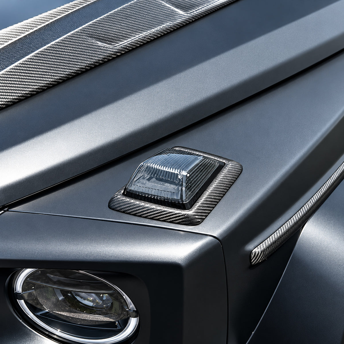2025+ W465 G-Class Dry Carbon Fiber Hood Turn Signal Trims