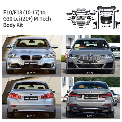 BMW 2010-2017 5 Series F10/18 Upgrade to 21+ G30 Lci M-Tech/M5 CS/24+G60 M-Tech Body Kit