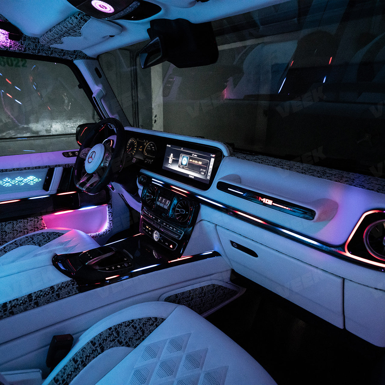 G-Wagon W463A W465 Interior Ambient Lighting 8-Piece Kit for Mercedes 2019–2025