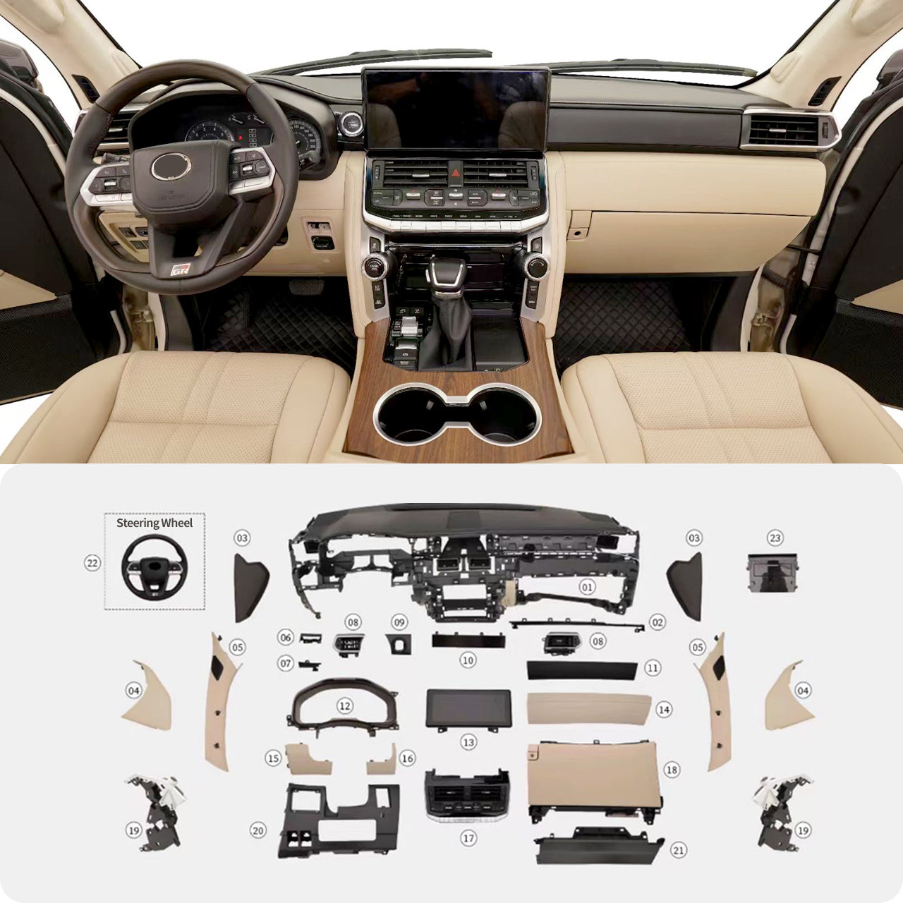 Toyota Land Cruiser 200 to 300 Interior Upgrade Kit (2007–2020 → 2021+) Old to New Conversion
