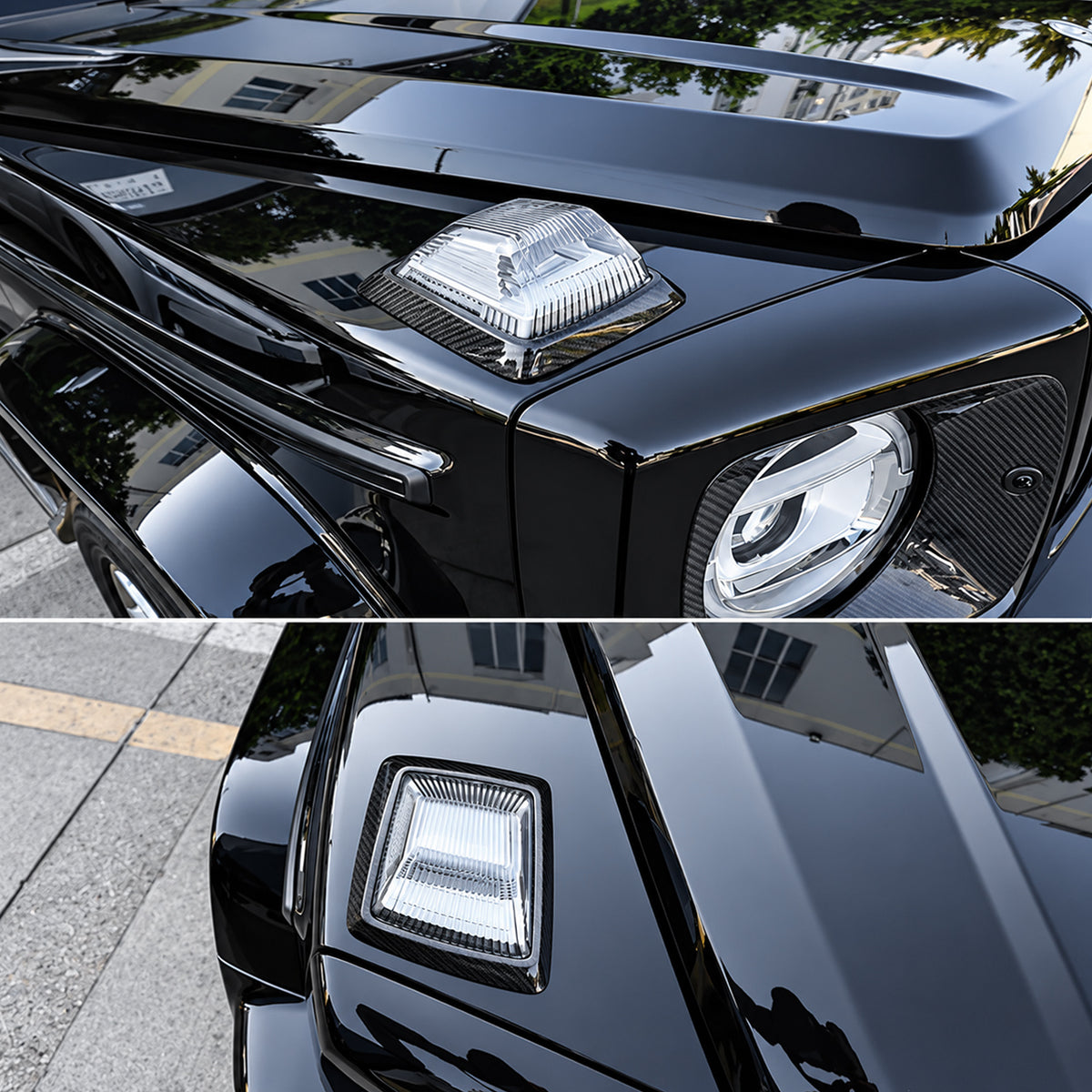 2025+ W465 G-Class Dry Carbon Fiber Hood Turn Signal Trims