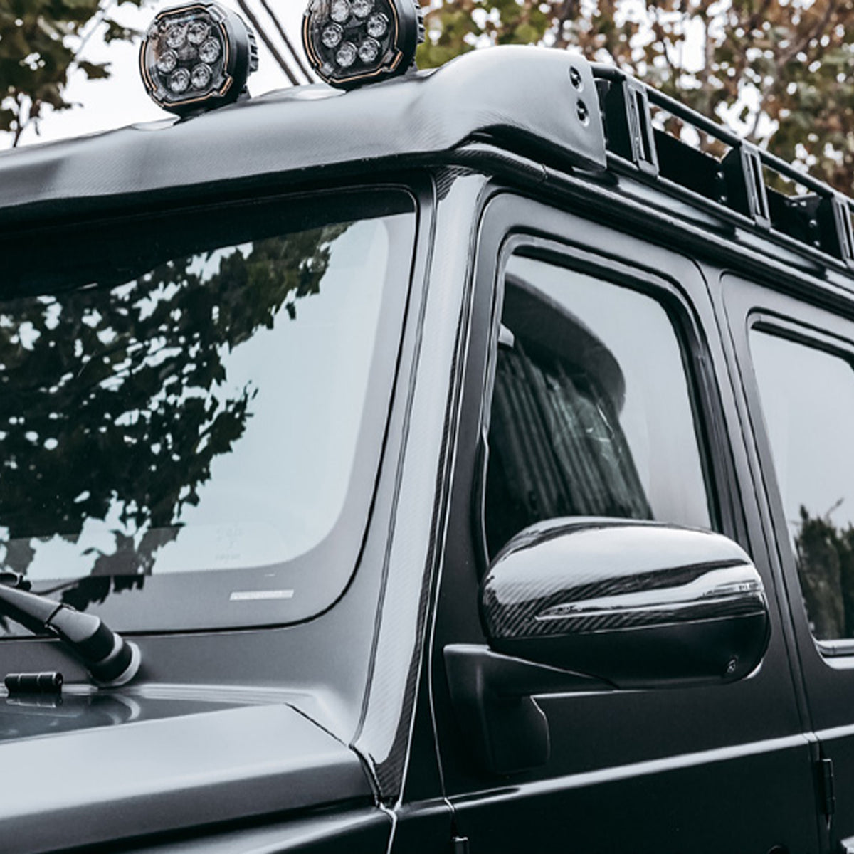 2025+ Mercedes-Benz W465 G63/G500/G550/G450 d Carbon Fiber Roof Trim Strips & A-Pillar Covers