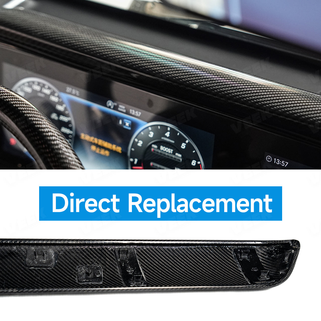 Carbon fiber Interior Clip-On Strip for W463A/W465 2019-2025 Mercedes G Wagon