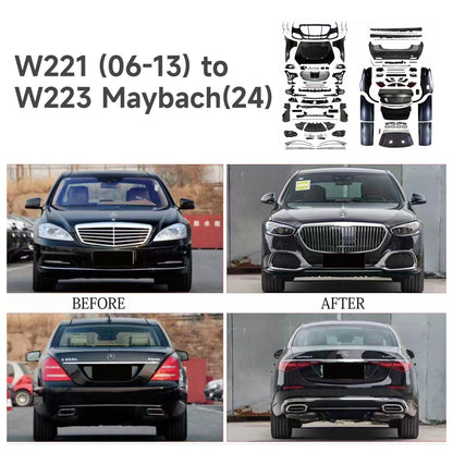 For Mercedes S Class W221 (2006-2013) Old-to-New W223 (2024+) 63 AMG/Maybach Style Body Kit