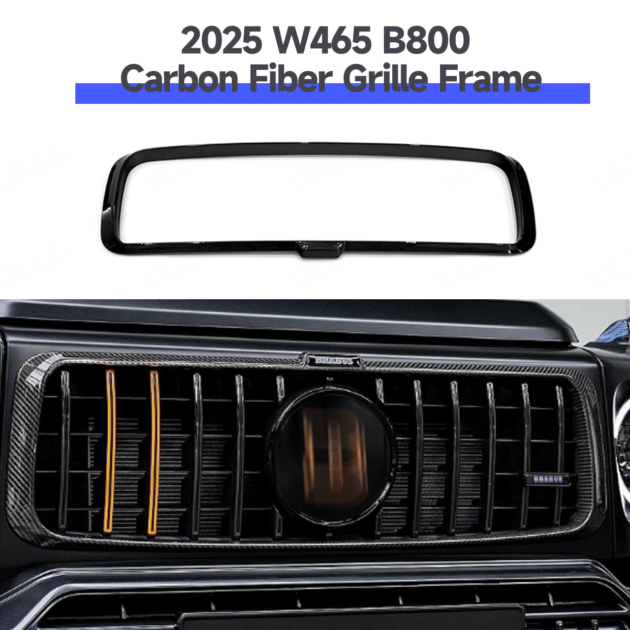 Carbon fiber grille frame for G-Class conversion