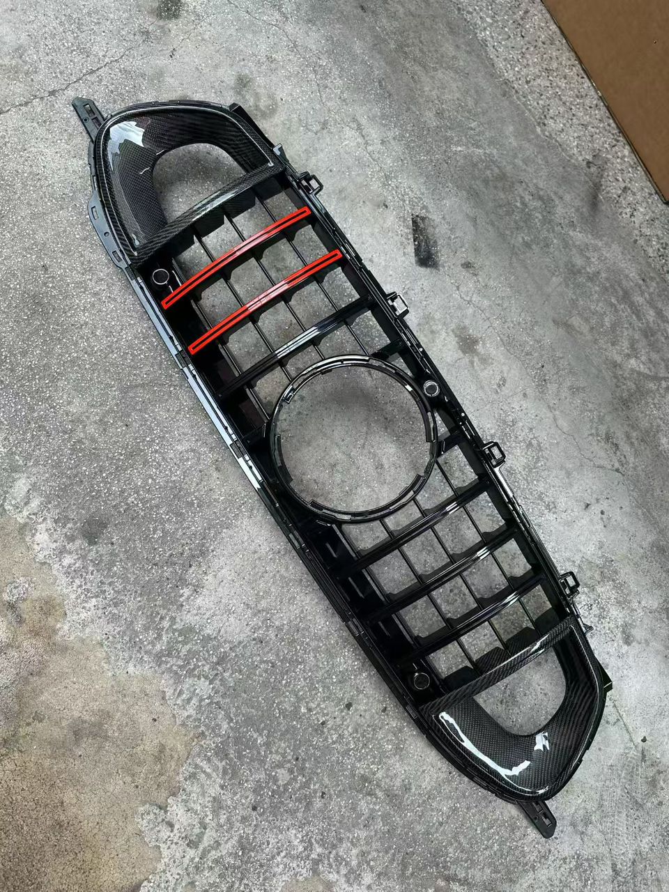 B style Carbon fiber grille Gt 63s / Red LED lights / Rocket blue LED light / Mercedes-Red “Big B”Grill logo