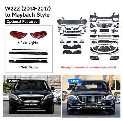 For S Class W222 (2014-2020) old to new Maybach Style (2024) Body Kit