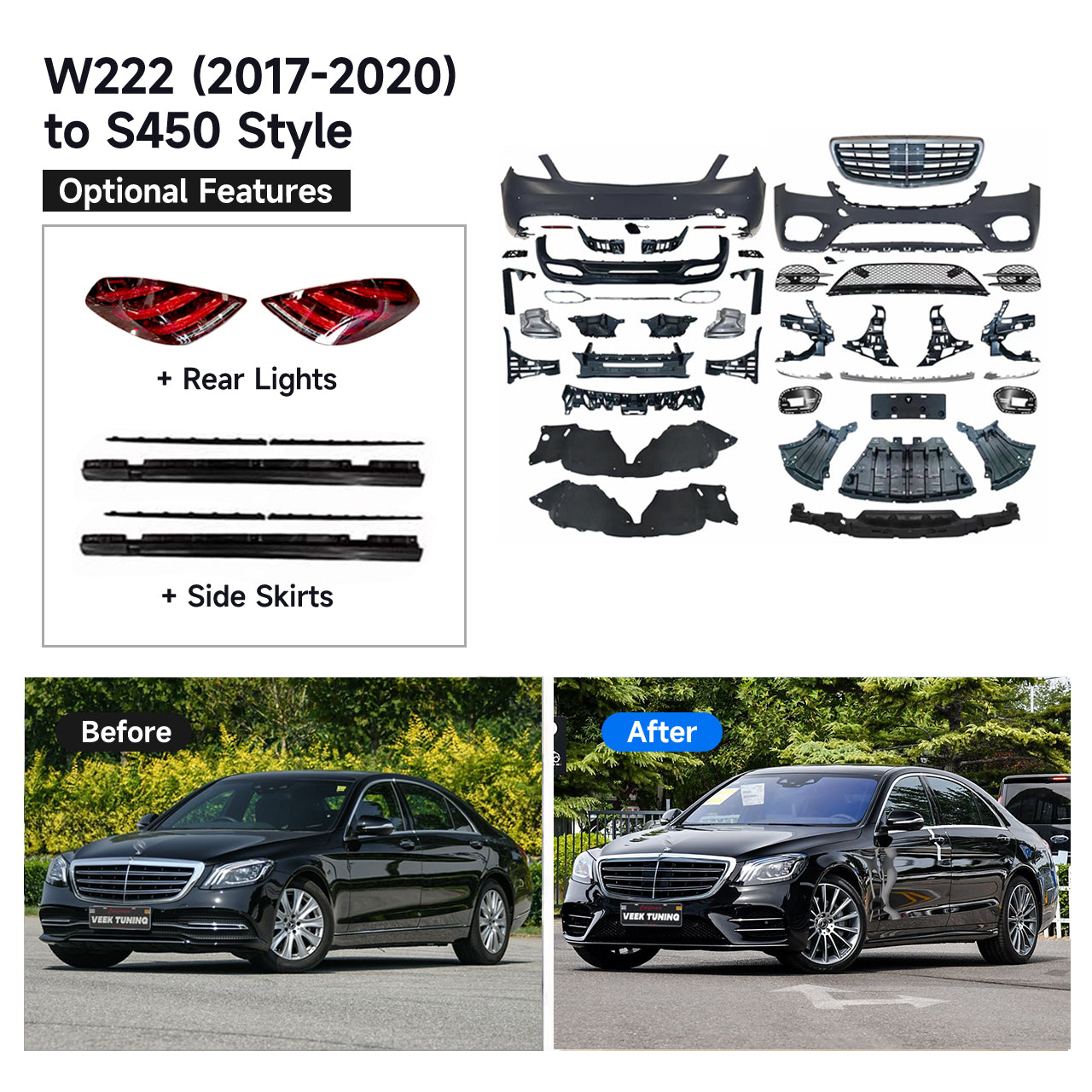 For S Class W222 (2014-2020) Upgrade Old to New S450 (2025) Style Body Kit