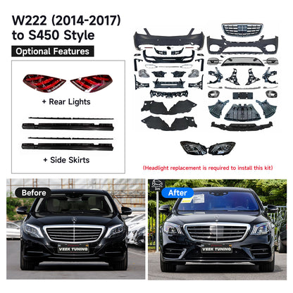 For S Class W222 (2014-2020) Upgrade Old to New S450 (2025) Style Body Kit